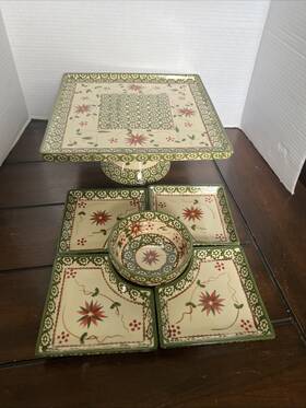 Ppp-sq-791171 Temptations Old World 6 Piece Serving Set Stand Dip Bowls Ppp-sq-791171 Temptations Old World 6 Piece Serving Set Stand Dip Bowls