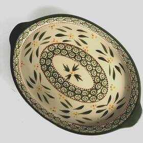Ppp-sq-796568 Temptations Temp-tations Tara Green Old World Oval Tray 12.5 In 1.5 Baking Dish Shallow
