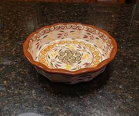 Ppp-sq-797387 Temptations Temp-tations Old World By Tara 9 Inch Deep Pie Plate Baking Dish Brown Orange Floral