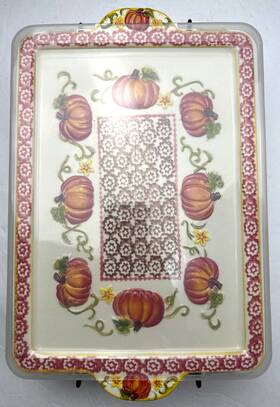 Ppp-sq-821724 Temptations Pumpkin Patch 4 Quart Baking Dish 9 Inch X 13 Lid Wire Rack Serving Tray