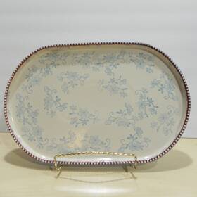Ppp-sq-941592 Temptations Floral Lace Blue Casserole Tray Serving Platter Baking Pan Plate
