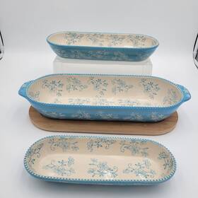 Ppp-sq-941594 Temptations Temp-tations Oblong Floral Lace Light Blue/teal Baking Pan 4 Piece Set