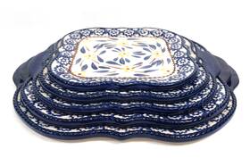 Ppp-sq-944576 Temptations Ovenware Platter Serving Tray Old World Blue By Tara Baking 5 Pc New