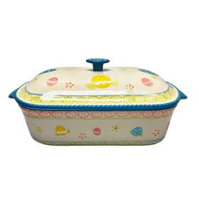 Ppp-sq-952359 Temptations Temp-tations Old World Easter Egg Hunt 3 Quart Rectangular Baker With Lid 12 Inch X 9