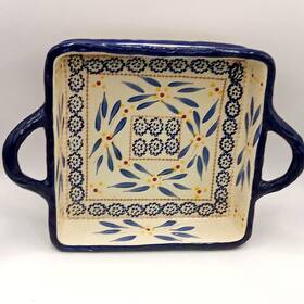Ppp-xhd-801888 Temptations Temp-tations Square 8x8 Ovenware Blue Old World With Handle