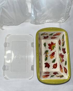 Qf-429378 Temptations Temp-tations By Tara Seasonal Harvest 12-oz Loaf Pan With Plastic Cover New Read