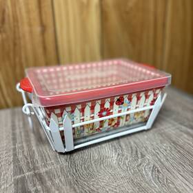 Shb-lx-791863 Temptations Inch Gingham Garden Red Serving Baking Dish W Holder Base
