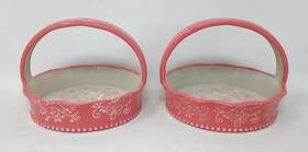T49657 Temptations Temp-tations S/2 Basket Mini Bakers Pie Quiche Ramekin Floral Lace Pink T49657 Temptations Temp-tations S/2 Basket Mini Bakers Pie Quiche Ramekin Floral Lace Pink