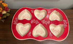 Ppp-sq-921161 Temptations Temp-tations By Tara Euc Floral Lace Heart Xl Cupcake Pan And Holder 6 Cakes Tarts Muffins