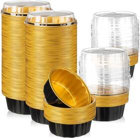 Tessco For You 744759569844 100 Pcs Disposable Ramekins With Lids 8 Oz Creme Brulee Ramekin A