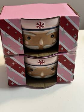 894-tj-bin84 The Bakeshop Peppermint Nutcracker Ramekins Bowls Set Of 2 Christmas New