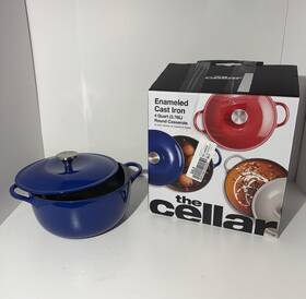 Hb10623 The Cellar 4 Quart Enameled Round Casserole Cast Iron Dutch Oven