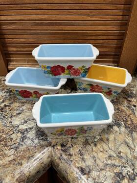 Pwd196881814731 The Pioneer Woman Durable Floral Medley Designs Mini Ceramic Loaf Pans 4 Pieces