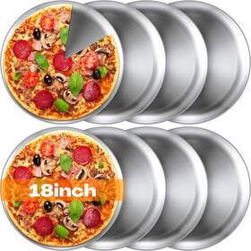 Sta-thenshop-2334 Thenshop 8 Pieces 18 Inch Pizza Pans Bulk Stainless Steel Sets Round Bakeware Trays