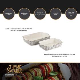 Tt0222-1 Thyme & Table Stoneware Rectangular Baker Black And White Dot 2-piece Set