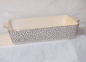 Tt0222-r Thyme & Table And Stoneware Rectangle Baking Dish White Black Dots Oven Safe Tt 2pk