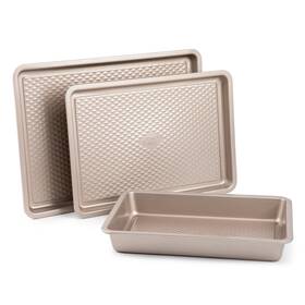 Tt0404-ecom-1 Thyme & Table And Non-stick Aluminized Steel Baking 3pc Set Champagne Gold
