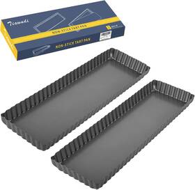 Tiawudi 744110678994 2 Pack Rectangular Tart Pan Non-stick Quiche With Loose Bottom The