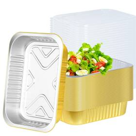 Tinanium 706047623157 20 Pack 5lb Gold Aluminum Foil Pans With Lids Heavy Duty 11 Inch 8 2 Food Tinanium 706047623157 20 Pack 5lb Gold Aluminum Foil Pans With Lids Heavy Duty 11 Inch 8 2 Food