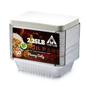 Lids-2.2 Tintub Fp220-50 50 Pack 8.5 X 6.2 Heavy-duty Disposable Aluminum Pans With Cardboard Lids-2.2 Tintub Fp220-50 50 Pack 8.5 X 6.2 Heavy-duty Disposable Aluminum Pans With Cardboard