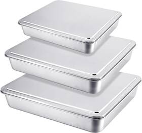 Boo-tioncy-5605 Tioncy Stainless Steel Cake Pan With Lid 13 Inch/ 10.5 9.4 Inch Silver