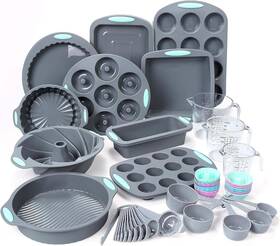 Tongjude 744759459800 54 Pieces Silicone Baking Pans Set 10 Cake Molds Loaf Pan And Muffin