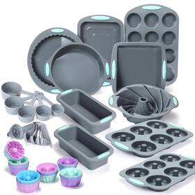 Cm2002lgrey Tongjude 51 Piece Silicone Bakeware Set Non-stick Kitchen Oven Baking Pans Si
