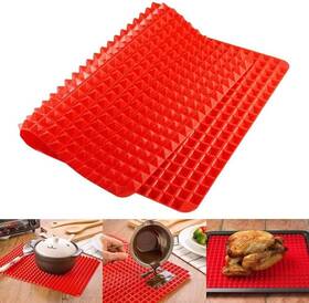 Top Pyramid Pan 705353245190 Silicone Baking Mat Red Cooking Sheet Oven Tray Pastry 16x11 In