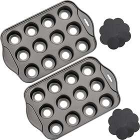 Tosnail 696535786306 2 Pack 12 Cavity Mini Cheesecake Pan With Removable Bottom