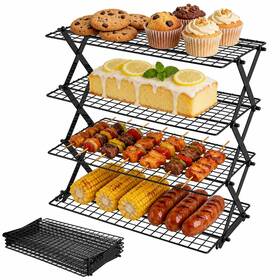 Tp0345 Toyosport 4-tier Collapsible Cooling Rack For Baking Cookie Outdoo