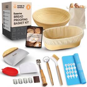 Trailblaze 060566820448 Complete Banneton Bread Proofing Basket Set - 9 Round And 10 Inch Oval Sourdough Ba