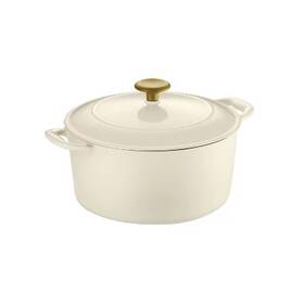 86259517 Tramontina 5.5 Quart Enameled Cast Iron Round Dutch Oven - Latte With Gold