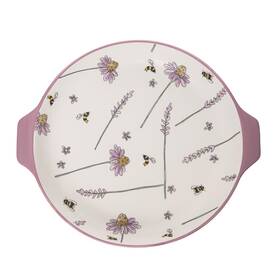 Te00033 Transpac Imports Inc Ceramic Lavender And Lilac Pie Dish 11.25 Inch