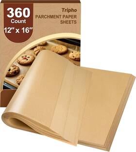 Tripho 791684168031 Heavy Duty Parchment Paper Sheets 12 Inch X16 - 360 Count No-stick Unbleached
