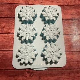 05120081 Trudeau Silicone 6ct Snowflake Jumbo Cupcake Baking Pan Mold Blue 12 X 9