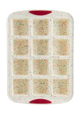 05120125 Trudeau Structure Silicone 12 Cavity Mini Brownie Pan Confetti/fuchsia