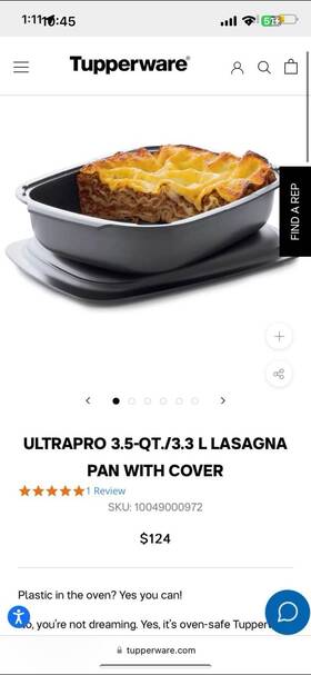 6503a-1 Tupperware Ultrapro 3.5 Quart Lasagna Pan And Cover Oven Freezer Microwave