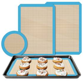 Ubeesize 840322305441 3 Pack Silicone Baking Mats Non-stick Oven Liners Reusable Food Safe Cookie