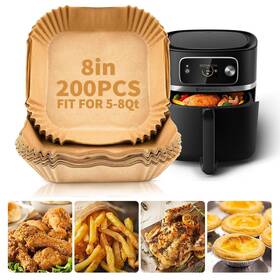 Uirlinxuan 741412407628 Disposable Air Fryer Liners 200 Pcs Square Airfryer Parchment Paper Food Gr