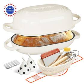 Mbtl-100 Umite Chef Enameled Cast Iron Dutch Oven For Bread Baking 5 Quart Loaf