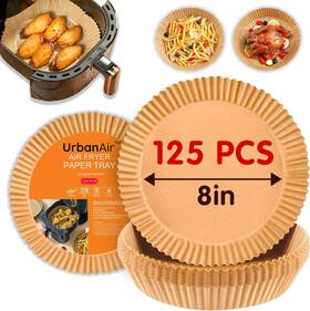 Urbanair 445012491492 8-inch Round Air Fryer 125pcs Paper Liners For Easy Cleanup Non-stick Heat New