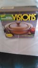 V-30 Visions Amber Oz Round Covered Dish With Original Box