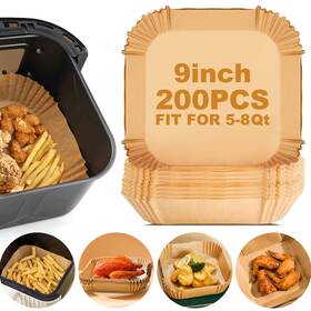Vailnd 614141848140 Air Fryer Paper Liners Disposable 200pcs 9 Inch Parchment Sheets Squar