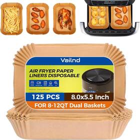 Vailnd 705353407796 Air Fryer Paper Liners Disposable 125pcs 8x5.5 Inch Rectangle Parchment Pape