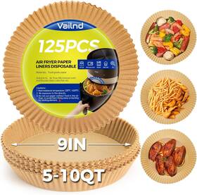 Vailnd 711182012605 9 Inch Round Air Fryer Parchment Paper Liners 125pcs Non-stick Disposable Oil-proof