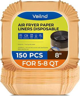 V-150-s8 Vailnd Air Fryer Liners Disposable 150 Pcs 8 Inch Unbleached Parchment Paper Sheets