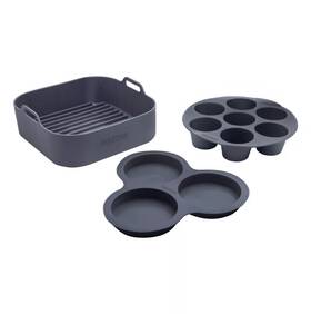 Value Emporium Mart 884456839632 Gourmia Reusable 3pc Silicone Air Fryer Accessory Set With Basket Liner Egg Bit