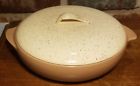 Vernon Metlox Poppytrail Vernonware Heyday Covered Casserole Bakeware Tan Specked