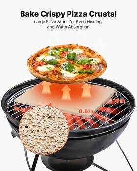 Vevor 197988715863 16x14 Inch Rectangular Pizza Stone With Scraper 0.6 Thick For Oven And Grill