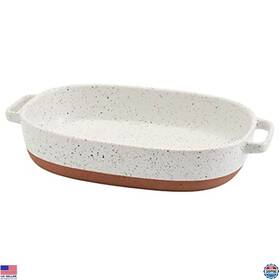 B0d8nbmkxq Visit The Denmark Tools For Cooks Store 2.4 Quart Speckled White Oval Stoneware Casserole Dish With Handles